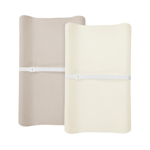 Changing Pad Cover for Baby Boy Girl 2 Pack, Muslin Changing Table Pad Covers with Boho Style, Neutral Nursery Bedding Essentials Soft and Breathable(Beige & Cream)