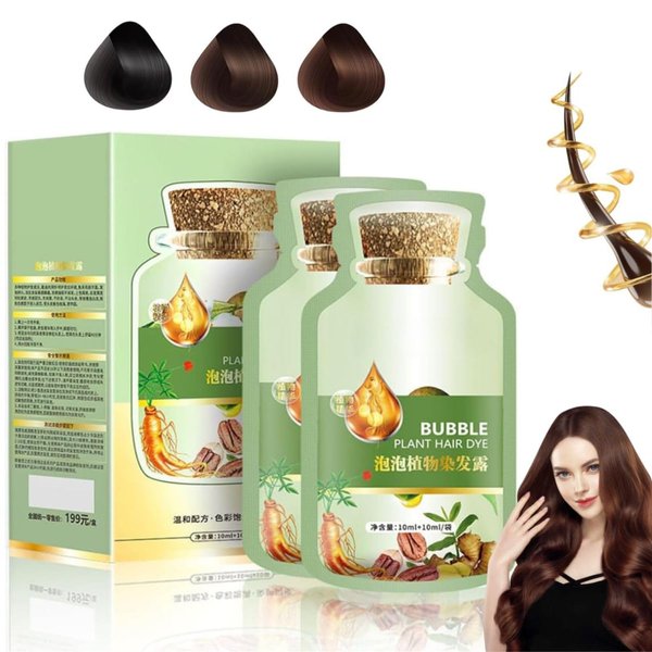 Bubble Hair Dye Shampoo,Natural Plant Hair Dye, Pure Plant Extract for Grey Hair Color Bubble Dye Plant Bubble Hair Dye Shampoo 20ml 10packs/Box (Chestnut Brown)