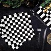 Black and White Checkered Race Car Party Supplies 150Pcs,Racing Party Tableware Set 9"& 7"Checkered Plates and Checkered Flag Napkins Knives Forks Spoons for Race Car Themed Birthday Party Decorations