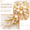 YBSHIN Bride Wedding Flower Hair Comb Gold Crystal Hair Piece Rhinestone Bridal Side Combs Wedding Hair Accessories for Women and Girls