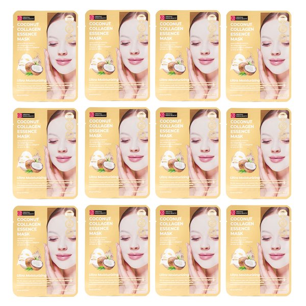 Innerest Original Derma Beauty Collagen Face Masks Skincare - 12 PK Ultra Moisturizing Coconut Face Mask Skin Care Sheet Masks Set for Beauty & Personal Care Korean Face Mask