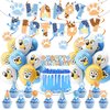 Blue Dog Birthday Party Supplies , Blue Dog Party Decorations - big Cake Topper - 12 Cupcake Toppers - 18 Balloons -6 swirl- Banner