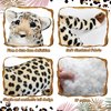 RoundFunny 15'' Tiger Stuffed Animal, Stuffed Tiger Leopard Lion Animal Plush Toys Realistic Tiger Plush Gifts Leopard Lion Tiger Pillow Jungle Stuffed Animals for Boys Girls Animal Parties (Leopard)