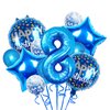 Chaungfu Balloons, 11 pcs Foil Balloons 8 Year Old for 8st Birthday Party Supplies Decoration, Confetti Balloon Kids Years (8th, Blue)
