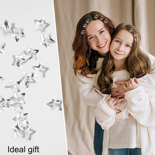20PCS Star Hair Clips,y2k Silver Cute Snap Star Hair Clips,Metal Star Hair Clips Barrettes,4 Kinds Hair Accessories for Women Girls Hair Styling Gift