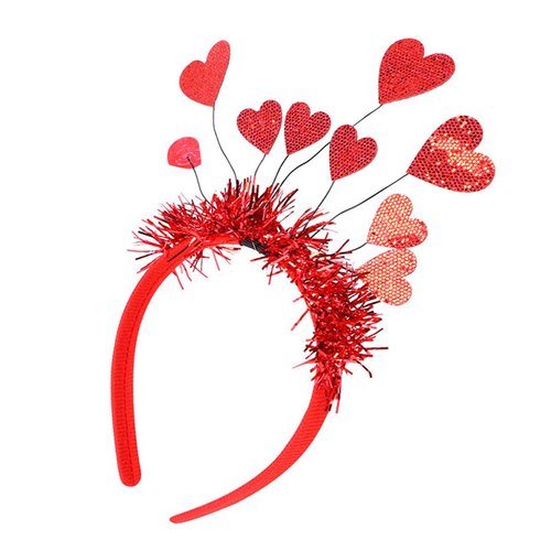 Soochat Valentine's Day Headband Heart Headband Red Sequin Love-shaped Head Boppers for Valentines Day Wedding Birthday Party Supplies