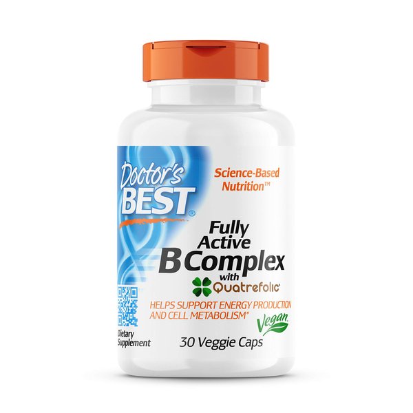 Doctor's Best Fully Active B Complex, Non-GMO, Gluten & Soy Free, Vegan, Supports Energy Production, 30 Count