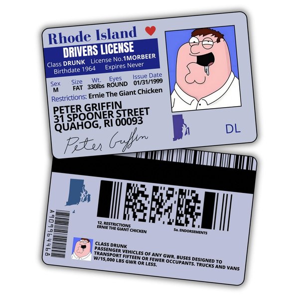 Pack of 2 Peter Griffin Driver License ID/Funny Plastic License/Family Guy Fans Complement for Costumes/Double Sided | Collectible Trading Card Driver’s License | Novelty Gift for Holidays