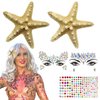 5pcs Starfish Hair Clip,Mermaid Accessorie Set,Self Adhesive Pearl Stickers,Mermaid Face Gems,Sea Star Hairpins and Face Body Jewels Self Adhesive for Mermaid Costumes,Festival Holiday,Makeup A style