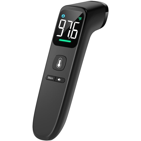 Viproud No-Touch Thermometer for Adults and Kids - Digital Forehead Thermometer with High Accuracy, Ultra Clear LED Screen and Fever Alarm-Black