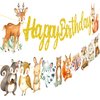 Woodland Animal Birthday Banner 2Pcs Woodland Creatures Banners Forest Animals Cutout Banners Woodland Birthday Party Decorations for kids Woodland Animal Themed Birthday Party Baby Shower Supplies