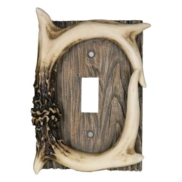 Rivers Edge Products Standard Light Switch Cover Plate, Single Toggle Switch, Poly-Resin Wall Plate Cover, Hand-Painted Decorative Wall Switch Plate, Screws Included, Antler