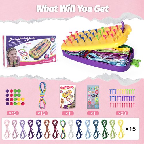 Friendship Bracelet Making Kit, String Bracelets Maker Craft, Kids Jewelry Making Kit, Arts and Crafts for Kids, Christmas Birthday Gifts for Girls