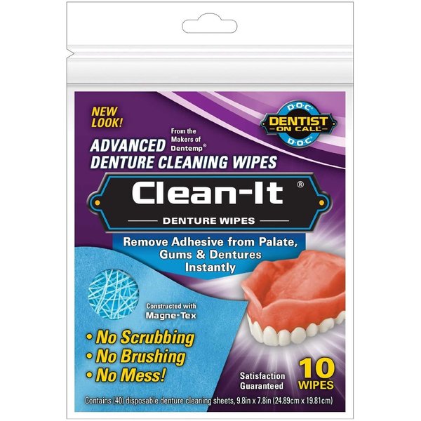 Clean It Denture Cleaning Wipes, 60-unt by Majeic Drug (6 Packs of 10)