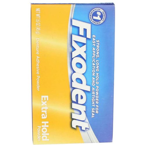 Fixodent Denture Adhesive Powder Extra Hold - 1.6 oz, Pack of 3