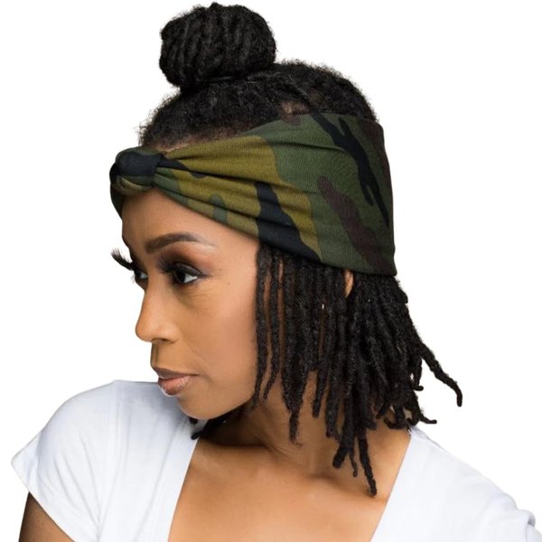 YGN Headwraps SATIN LINED KNOTTED HEADBAND (Camo)