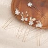 Wedding U Hair Pins for Flower Girl White and Gold Hair Clip for Bridesmaid 5 Pieces Gold Leaf and White Flower Wedding Hair Pieces for Bride and Flower Girls Hair Accessories