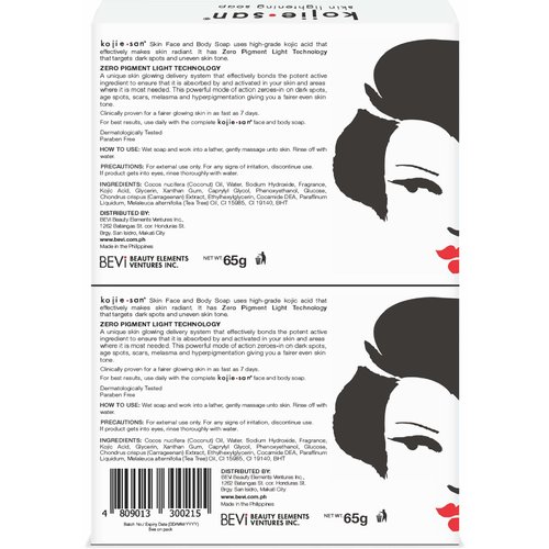 Kojie San Skin and Body Soap – Original Kojic Acid, Dark Spot Remover Soap Bar with Coconut & Tea Tree Oil – 3 x 65g Bars