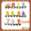 WOODENFUN Number Train Set for 1 2 3 Year Olds, Educational Toy Cars for Toddlers, Montessori Learning Toys for Boys and Girls (Red)