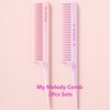 Kitty Kitten & My-Meloday Mini Tail Combs - Cute Small Rat Tail Comb, Parting Tip Comb for Women, Ideal for Hair Parting, Sectioning and Styling | 2 Packs (My-Meloday Mini Tail Comb)