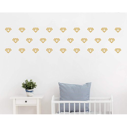 Diamond Wall Decals,Wall Art, Geometric Decor,Vinyl Wall Stickers for Baby Kids Bedroom Nursery Decoration(A15) (Dumb Gold)