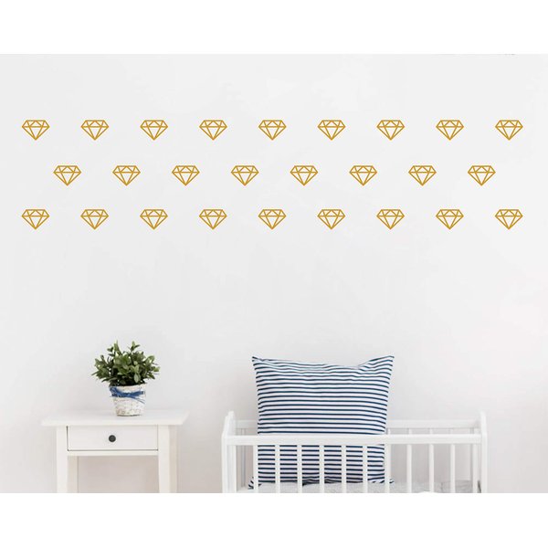 Diamond Wall Decals,Wall Art, Geometric Decor,Vinyl Wall Stickers for Baby Kids Bedroom Nursery Decoration(A15) (Dumb Gold)