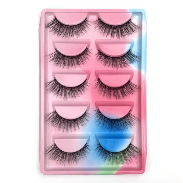 Wffenhefragrance Artificial Mink Eyelashes - Fluffy Wispy Lashes 5 Pairs | Natural Look False Eyelashes Extensions| Easy to Apply | Reusable Strip Lashes | 7-13-14mm