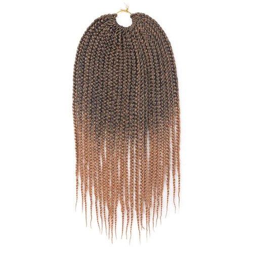 Hand Made Box Braids Crochet Braids Ombre Brown Braiding Hair 22roots/pack Synthetic Kanekalon Medium Box Braids Brading Hair Extensions 7Packs (14inch, T1B/27)