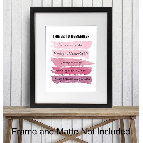 Positive Inspirational Quotes Wall Decor - Uplifting Encouragement Gifts for Women, Girls, Teens, Daughter, BFF, Best Friend - Pink Motivational Wall Art Poster for Home Office, Bedroom, Bathroom