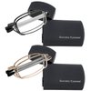 Reading Glasses 2 Pair Readers Compact Folding Unisex Glasses for Reading Case Included Set of Black and Gold +1.75