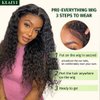 KLAIYI Bye Bye Knots Glueless Wig Pre Cut Water Wave HD Lace Front Wigs Human Hair Pre Bleached Pre Plucked Ready to Go Wigs for Women 30S Easy to Wear Put On and Go Curly Wig Beginner Friendly 20Inch