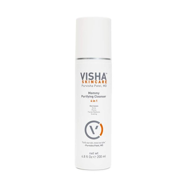 Visha Skincare Mommy 4 in 1 Multitasking Purifying Cleanser, Pregnancy and Nursing Safe Face Cleanser, Minimizes Pores, Reduce Facial Redness and Exfoliates, Great for Dry and Sensitive Skin 6.8oz
