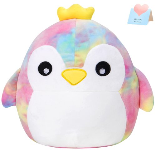 CozyWorld 13’’ Penguin Hugging Tie Dye Rainbow Cute Pillow Plush Stuffed Animal Plush Toy Soft Birthday Gifts for Boys Girls.