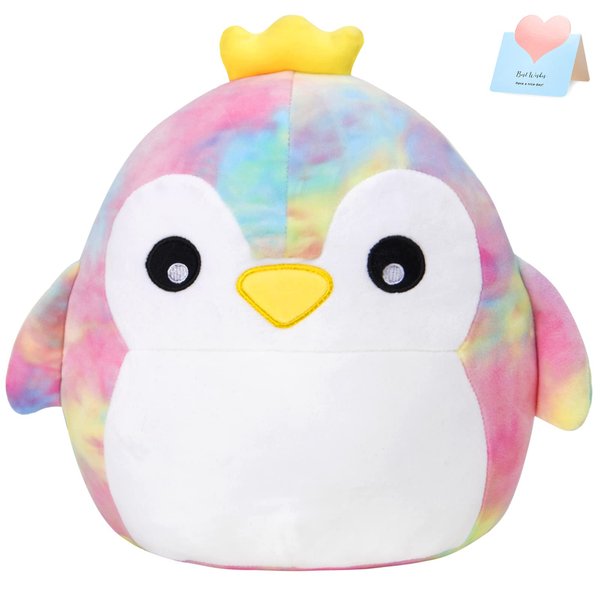 CozyWorld 13’’ Penguin Hugging Tie Dye Rainbow Cute Pillow Plush Stuffed Animal Plush Toy Soft Birthday Gifts for Boys Girls.