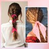 Tyqour 4Pcs Knotted Bow Hair Scrunchies Elastic Hair Scarf Scrunchies Solid Color Satin Hair Ribbon Scrunchy Hair Tie Bow Bands Ponytail Holder for Women Girls