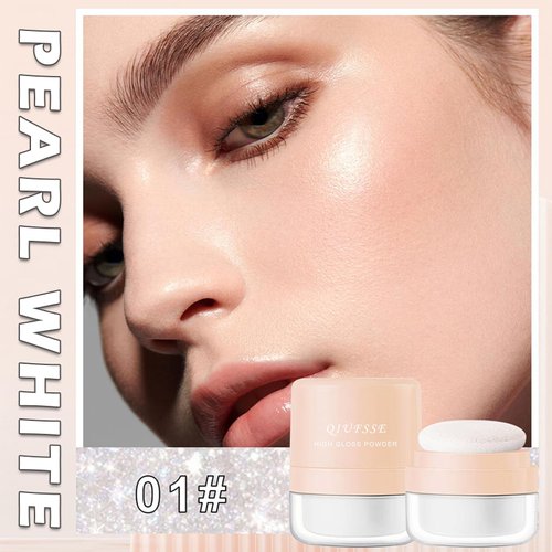 Body Hair Glitter Powder Highlighter Makeup Powder Polvo de Hadas Natural Enhance Facial Contours Lightweight Long-lasting Shimmer Face Body Makeup-Pearl White