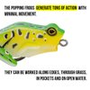 Lunkerhunt Frog Fishing Lure for Bass Fishing | Popping Frog 0.5 oz | Topwater Fishing Bait with Weedless Hooks, Hollow Body (Leopard)
