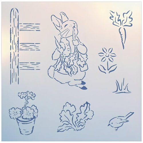 Peter Rabbit Complete Set - 17 Stencils - Children Kids Drawing Chalk Washable Plastic Fun Art DIY Template Reusable Laser Cut Mylar Template for Painting Home Decor DIY Crafts - The Artful Stencil