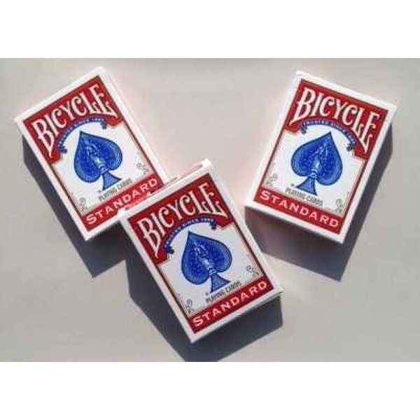 Standard Bicycle Rider Back Poker Playing Cards - 3 Decks (Red)