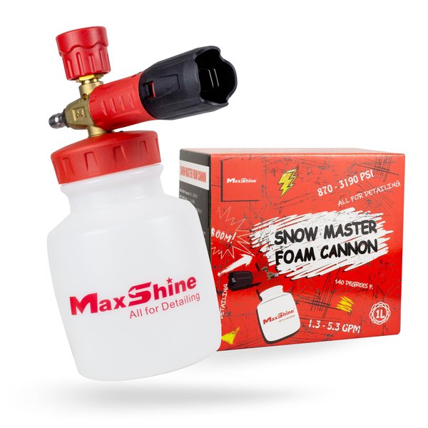 Maxshine Snow Master Foam Cannon -1/4 Quick Connect - Detailing High Pressure Washer Gun -Ideal for Washing Car, Truck, SUV, RV & More -Creates Thick Foam Layer, Speeds Up Cleaning, Reduces Wash Time
