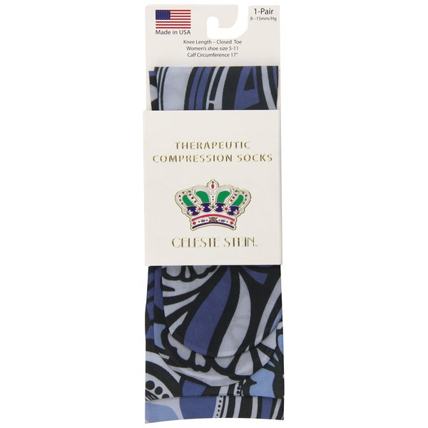 Celeste Stein Therapeutic Compression Socks, Blue Megan, 8-15 mmHg, Mild, CMPS-1760
