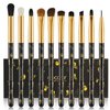 Docolor Eye Makeup Brushes 10Pcs Skull Printed Eyeshadow Makeup Brush Set Blending Concealer Eyebrow Eye Liners Premium Synthetic Eyeshadow Crease Brow Brush
