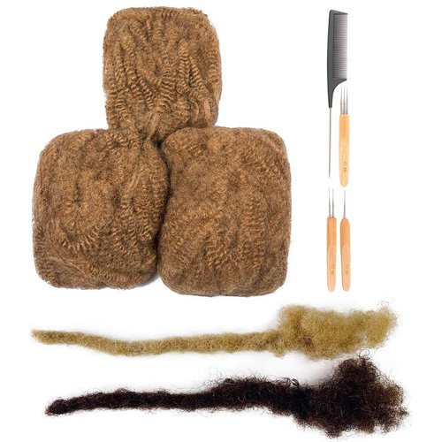 Lovenea 3 Bundles Bulk Human Hair for Dreadlocks 50g/bundle 100% Virgin Human Hair for Extensions Afro Curly Hair Extensions for Making Dreadlocks (6 Inch, 27#)