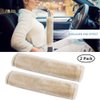MOONET 2 Packs Car Seatbelt Covers Shoulder Pad for More Comfortable Driving, Universal Seat Belt Cover for Handbag Camera Backpack Straps, Soft Faux Sheepskin Wool Seat Belt Cushion (Beige)