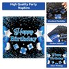100 Pcs 13th Birthday Decorations for Boys Official Teen 13th Supplies Plates Napkins Forks Set Disposable Blue 13th Birthday Tableware Paper Plates Dinnerware for Kids Teenager Favors Serve 25