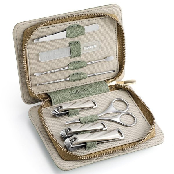 HAPPITON Manicure Pedicure Set, 8 Pieces Stainless Steel Nail Clipper, Toenail Fingernail Cutter Tools with Travel Case (Green)