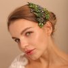 BERYUAN Green Crystal Rhinestone Hair Comb Wedding Rhinestone Hair Accessory Teardrop Rhinestone Headband Green Beads Hair Piece for Wedding Women and Girls