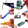 60W Adjustable Temperature Soldering Iron Kit - Soldering Stand, Tips, Desoldering Pump, Wire Cutter, Tweezers, Solder Paste, Heatshrink Tubes from Plusivo