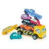 Tender Leaf Toys - Stacking Cars - 7 Wooden Stacking Toy Cars and a Wheeled Truck for Toddler Boys and Girls - Boost Fine Motor Skills and Hand-Eye Coordination - Great Gift for Car Lovers - Age 18m+