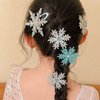 6PCS Snowflake Hair Clips Blue White Pink Christmas Hair Accessories for Women Girls Festive Snowflake Hairpins Xmas Hair Clips Holiday Hair Accessory Party Gifts